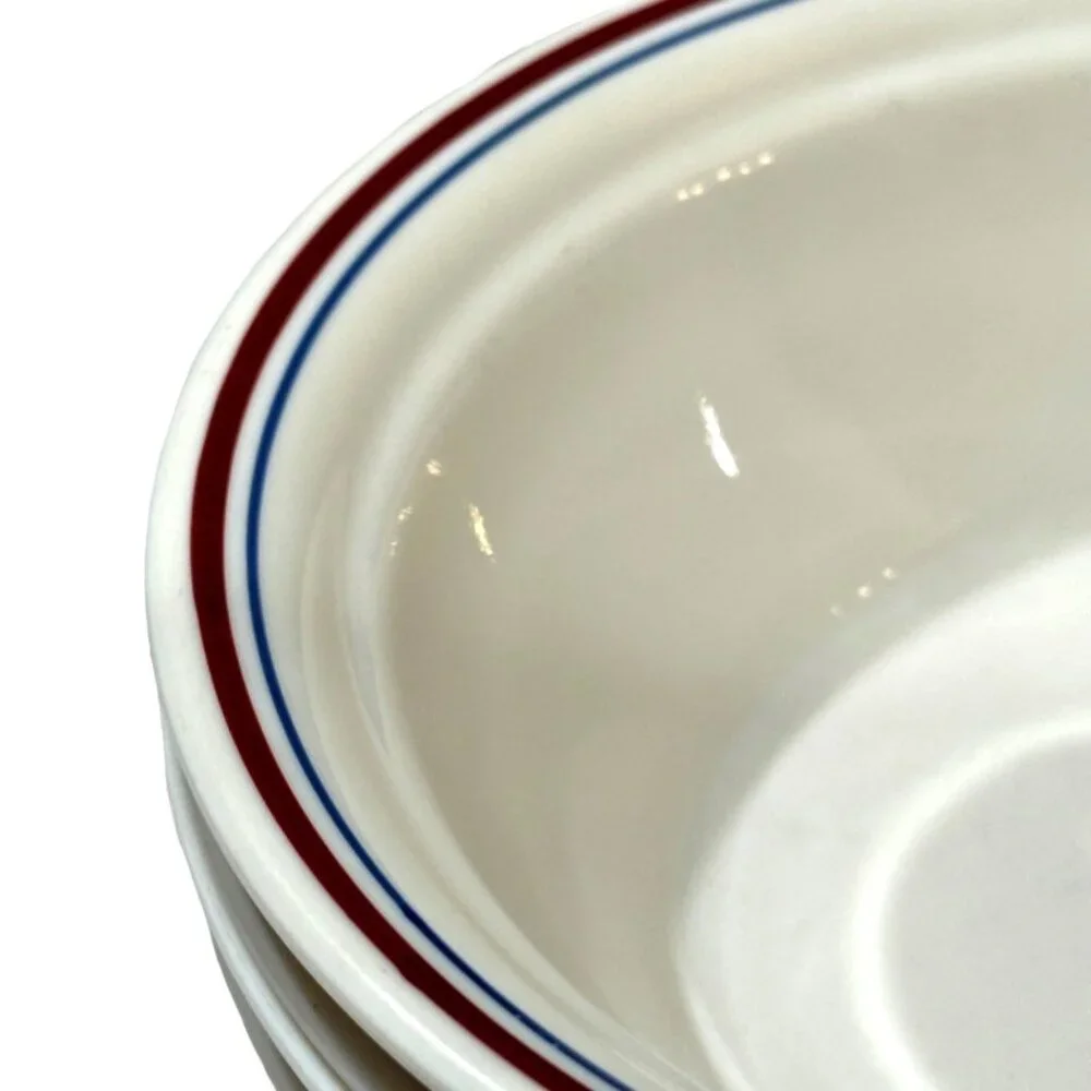 Corelle Abundance Soup Cereal Coupe Bowls Set of 4 Blue Burgundy Trim VTG 1990s